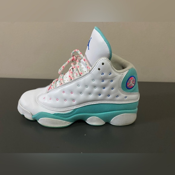 Air Jordan 13 Retro White and Aurora Green Teal DS GS - Size 7y - Picture 8 of 14